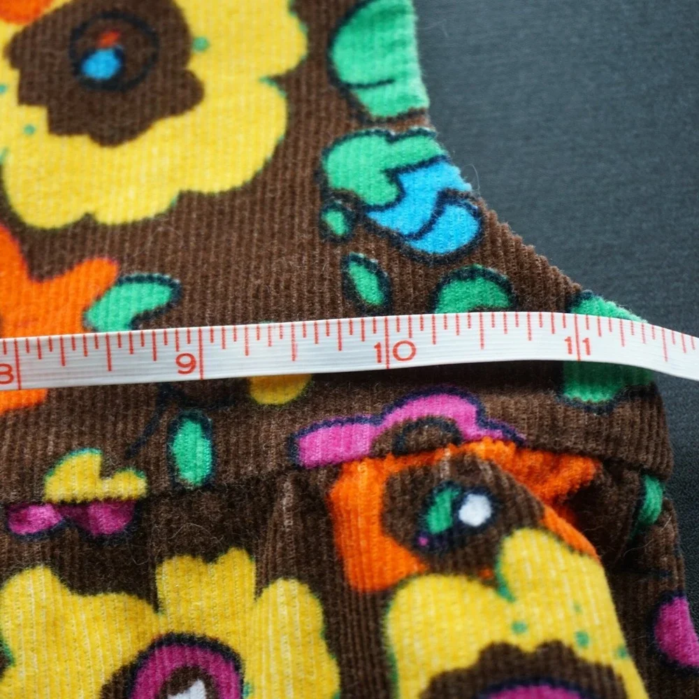 Rugged‎ Bear Floral Corduroy Romper Baby 24 Months Brown Orange Retro